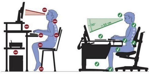Boyunda ağrıyı önlemek için düz bir boyun ve sırtla oturun